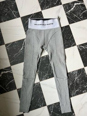 Alexander Wang Light Gray Logo Waist Leggings